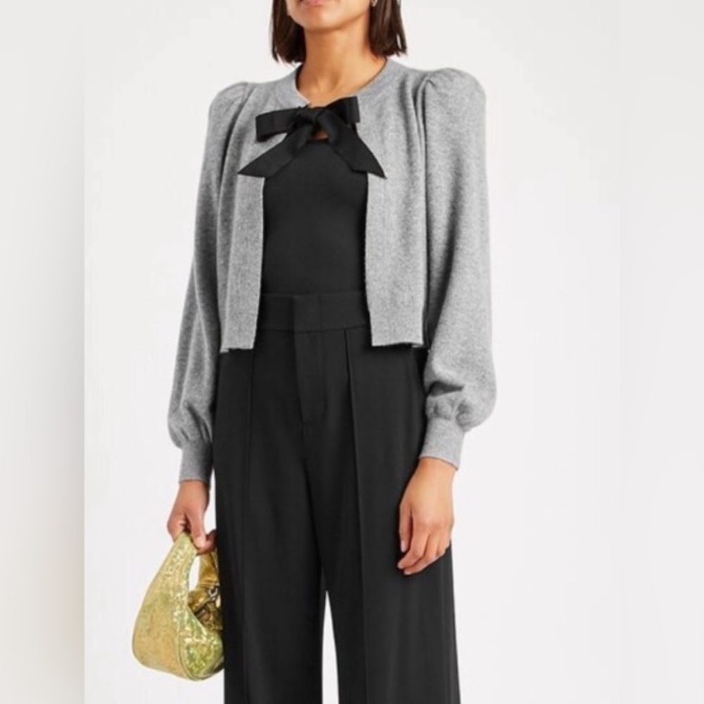 NWOT Alice + Olivia Kitty Puff Sleeve Cashmere Cardigan Sweater Top XS